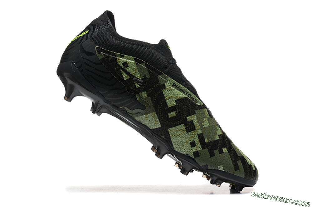 Nike Phantom GX Elite FG Low-Tops Soccer Cleats - Black/Camo/Yellow 7