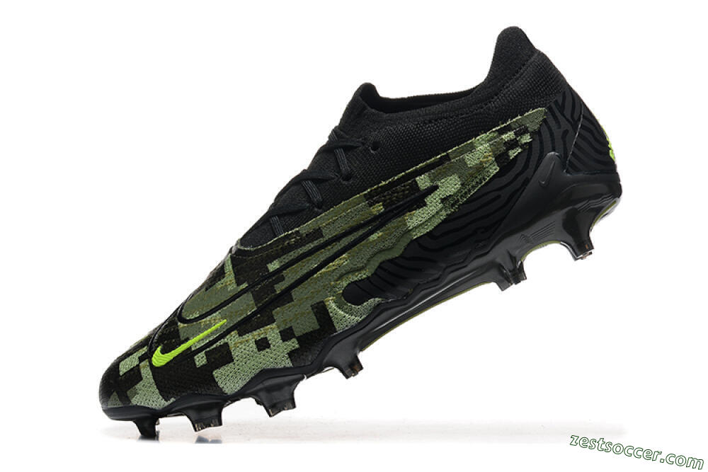 Nike Phantom GX Elite FG Low-Tops Soccer Cleats - Black/Camo/Yellow 8
