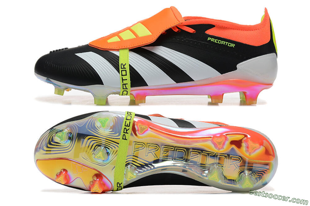Adidas Predator Elite Foldover Tongue FG Low-Tops Soccer Cleats - White/Black/Red 1