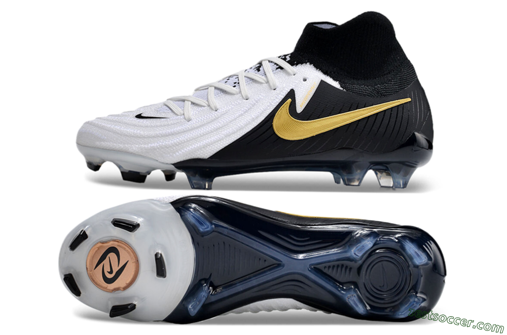 Nike Phantom Luna Elite NU FG High-Tops Soccer Cleats - White/Black/Gold 1