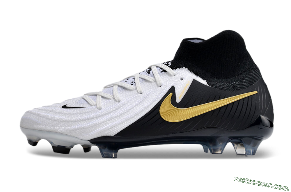 Nike Phantom Luna Elite NU FG High-Tops Soccer Cleats - White/Black/Gold 2