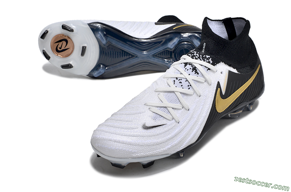 Nike Phantom Luna Elite NU FG High-Tops Soccer Cleats - White/Black/Gold 3
