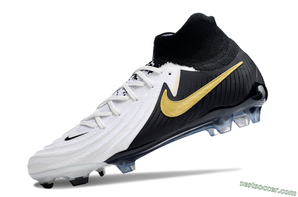 Nike Phantom Luna Elite NU FG High-Tops Soccer Cleats - White/Black/Gold 5