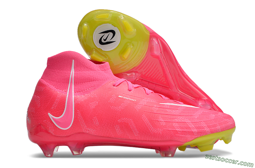 Nike Phantom Luna Elite NU FG High-Tops Soccer Cleats - Pink/White/Yellow 0