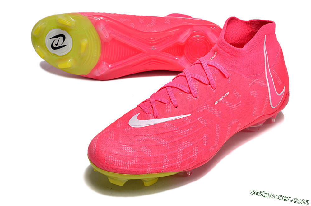 Nike Phantom Luna Elite NU FG High-Tops Soccer Cleats - Pink/White/Yellow 3