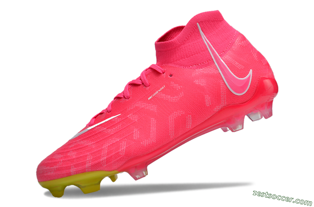 Nike Phantom Luna Elite NU FG High-Tops Soccer Cleats - Pink/White/Yellow 5