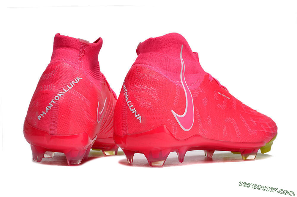 Nike Phantom Luna Elite NU FG High-Tops Soccer Cleats - Pink/White/Yellow 6