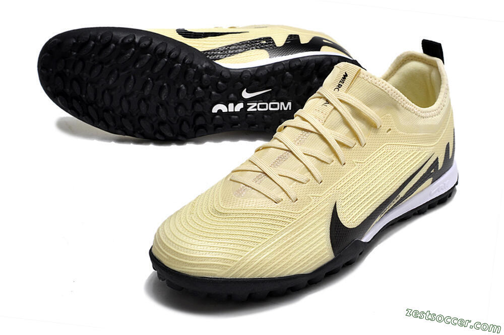 Nike Air Zoom Mercurial Vapor 15 Pro TF Low-Tops Soccer Shoes - Beige/Black/White 3