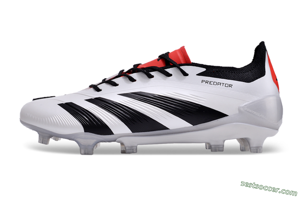Adidas Predator Accuracy 2024 FG Low-Tops Soccer Cleats - White/Black/Red 2