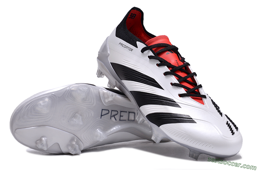 Adidas Predator Accuracy 2024 FG Low-Tops Soccer Cleats - White/Black/Red 3