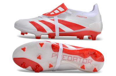 Adidas Predator Elite Foldover Tongue FG Low-Tops Soccer Cleats - White/Red