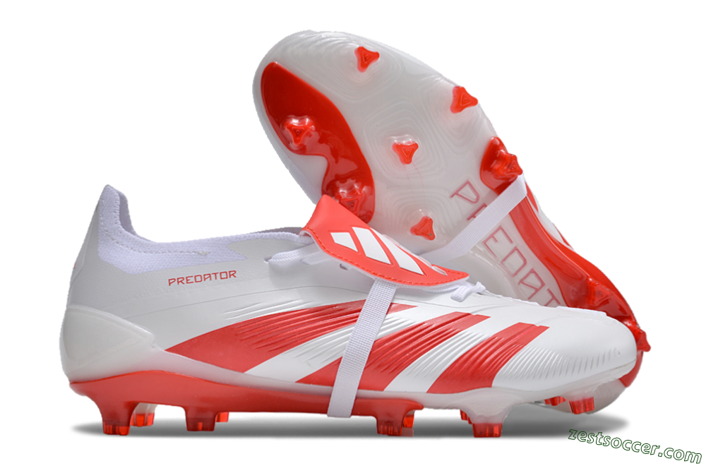 Adidas Predator Elite Foldover Tongue FG Low-Tops Soccer Cleats - White/Red 0