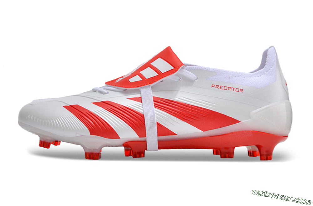 Adidas Predator Elite Foldover Tongue FG Low-Tops Soccer Cleats - White/Red 2