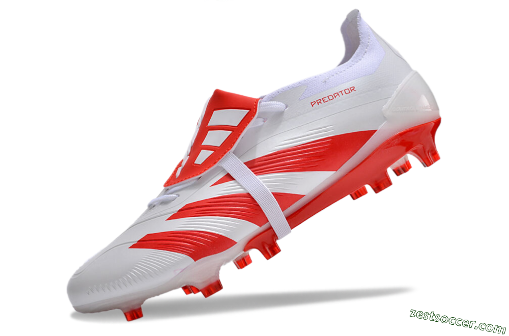 Adidas Predator Elite Foldover Tongue FG Low-Tops Soccer Cleats - White/Red 5