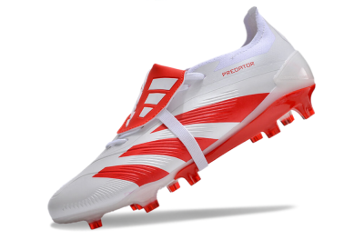 Adidas Predator Elite Foldover Tongue FG Low-Tops Soccer Cleats - White/Red