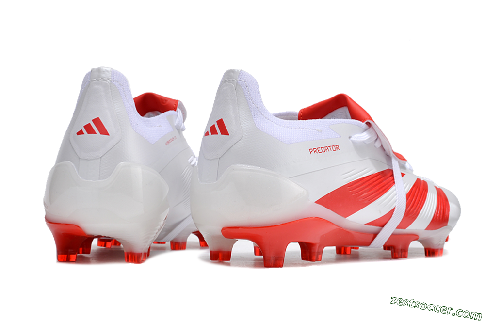 Adidas Predator Elite Foldover Tongue FG Low-Tops Soccer Cleats - White/Red 6