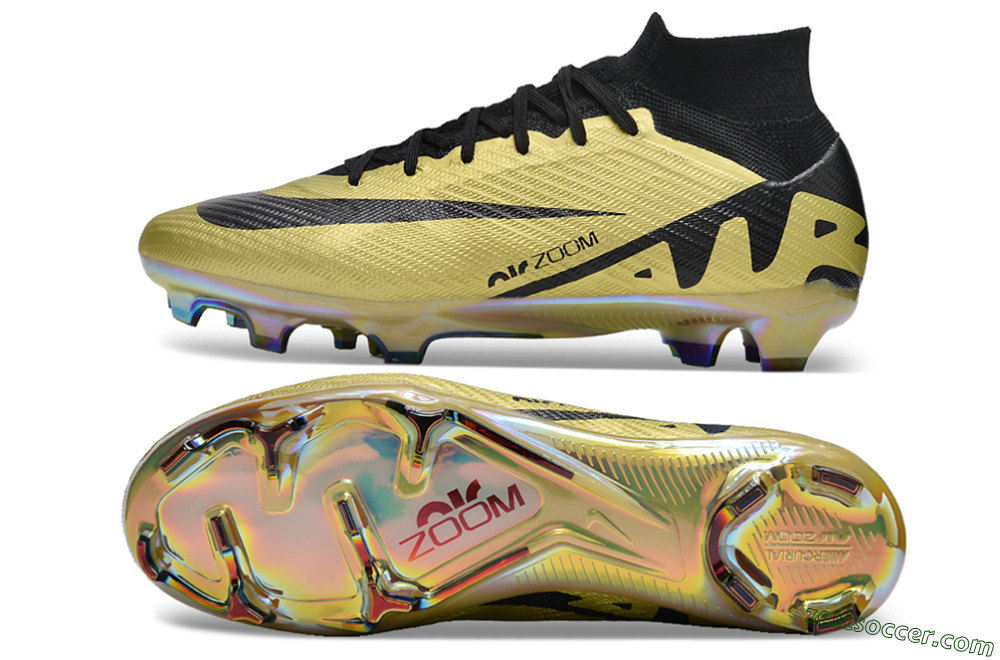 Nike Air Zoom Mercurial Superfly 9 Elite FG High-Tops Soccer Cleats - Gold/Black 1