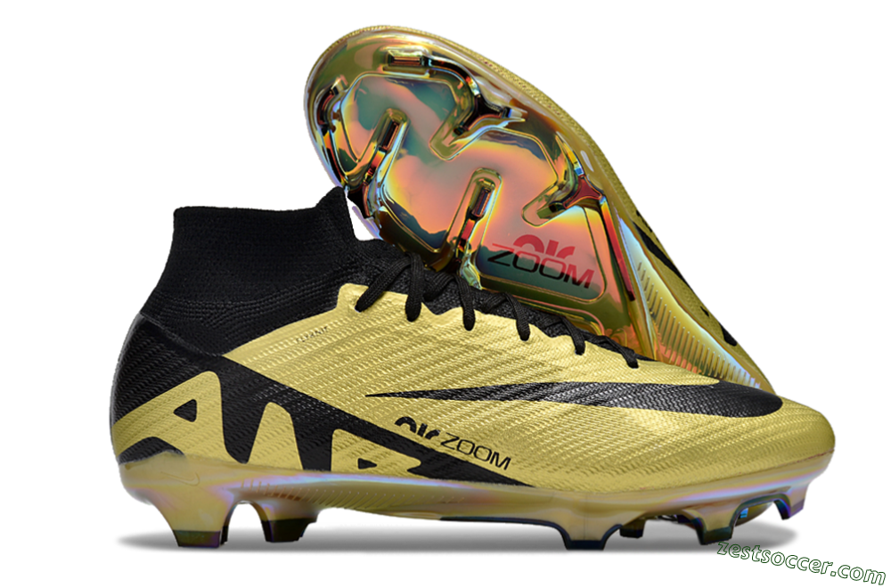 Nike Air Zoom Mercurial Superfly 9 Elite FG High-Tops Soccer Cleats - Gold/Black 0