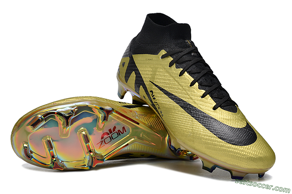Nike Air Zoom Mercurial Superfly 9 Elite FG High-Tops Soccer Cleats - Gold/Black 3