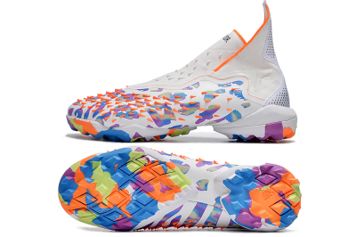 Adidas Predator Freak+ TF High-Tops Soccer Shoes - White/Orange/Blue/Purple