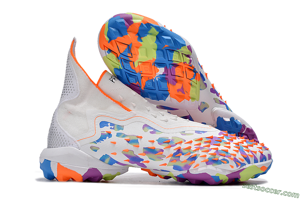 Adidas Predator Freak+ TF High-Tops Soccer Shoes - White/Orange/Blue/Purple 0