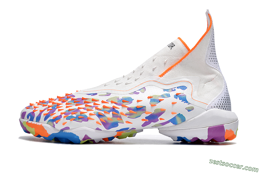 Adidas Predator Freak+ TF High-Tops Soccer Shoes - White/Orange/Blue/Purple 2