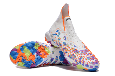 Adidas Predator Freak+ TF High-Tops Soccer Shoes - White/Orange/Blue/Purple