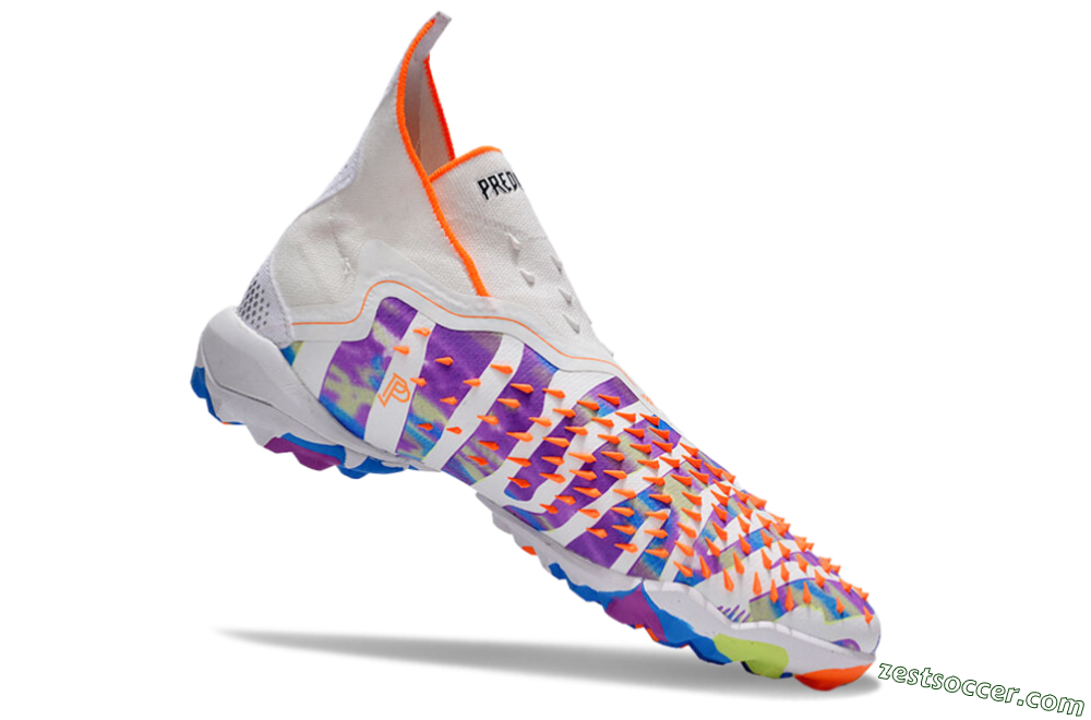 Adidas Predator Freak+ TF High-Tops Soccer Shoes - White/Orange/Blue/Purple 4