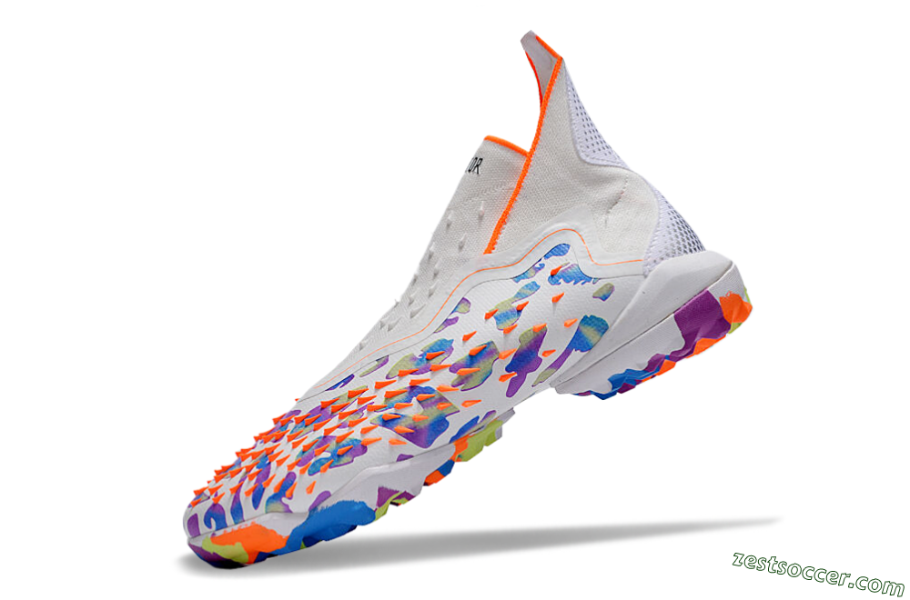 Adidas Predator Freak+ TF High-Tops Soccer Shoes - White/Orange/Blue/Purple 5