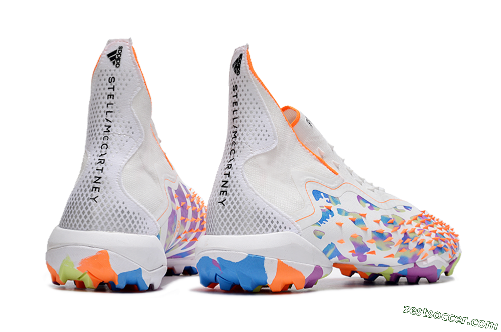 Adidas Predator Freak+ TF High-Tops Soccer Shoes - White/Orange/Blue/Purple 6