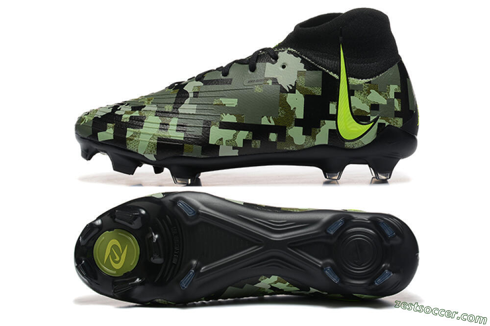 Nike Phantom Luna Elite NU FG High-Tops Soccer Cleats - Black/Camo/Yellow 1