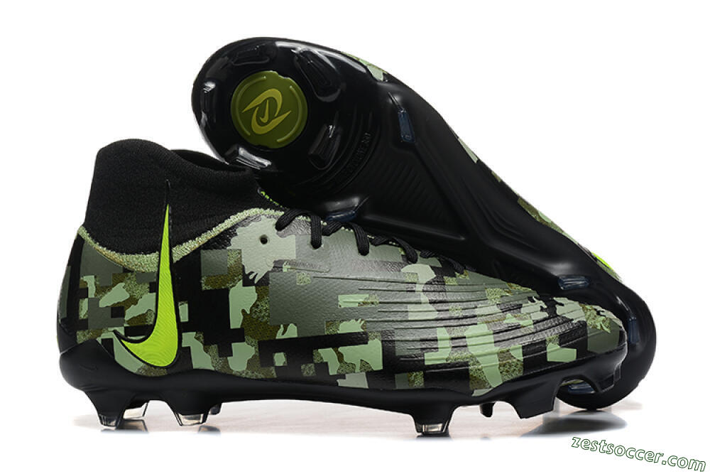 Nike Phantom Luna Elite NU FG High-Tops Soccer Cleats - Black/Camo/Yellow 0