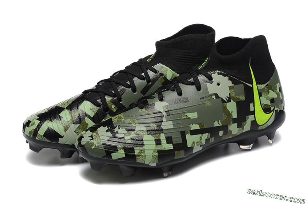 Nike Phantom Luna Elite NU FG High-Tops Soccer Cleats - Black/Camo/Yellow 5