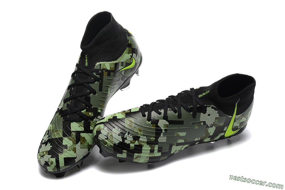 Nike Phantom Luna Elite NU FG High-Tops Soccer Cleats - Black/Camo/Yellow 6