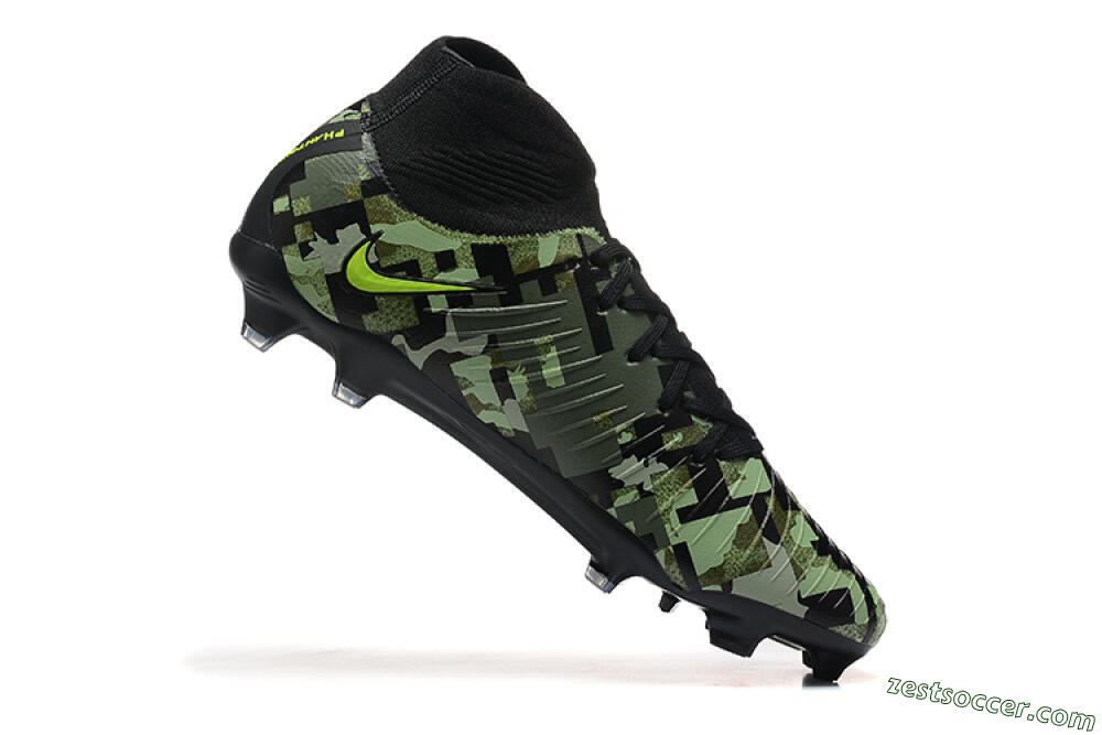 Nike Phantom Luna Elite NU FG High-Tops Soccer Cleats - Black/Camo/Yellow 7