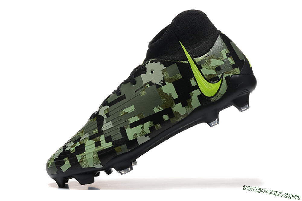 Nike Phantom Luna Elite NU FG High-Tops Soccer Cleats - Black/Camo/Yellow 8