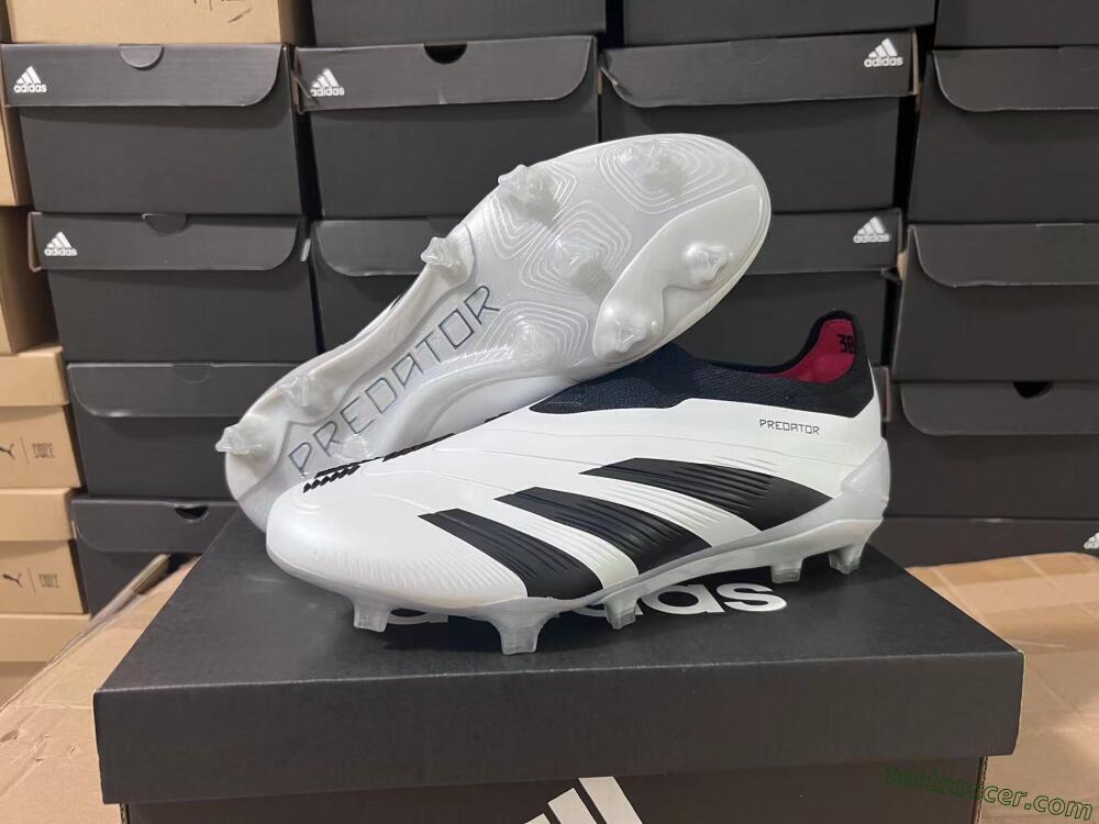 Adidas Predator Accuracy+ FG Low-Tops Soccer Cleats - White/Black/Red 8
