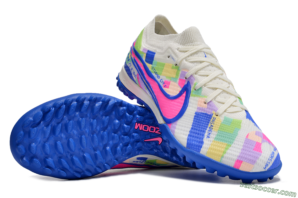 Nike Air Zoom Mercurial Vapor 15 Elite TF Low-Tops Soccer Shoes - White/Rainbow 1