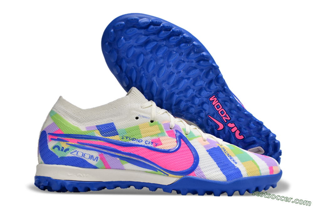 Nike Air Zoom Mercurial Vapor 15 Elite TF Low-Tops Soccer Shoes - White/Rainbow 0