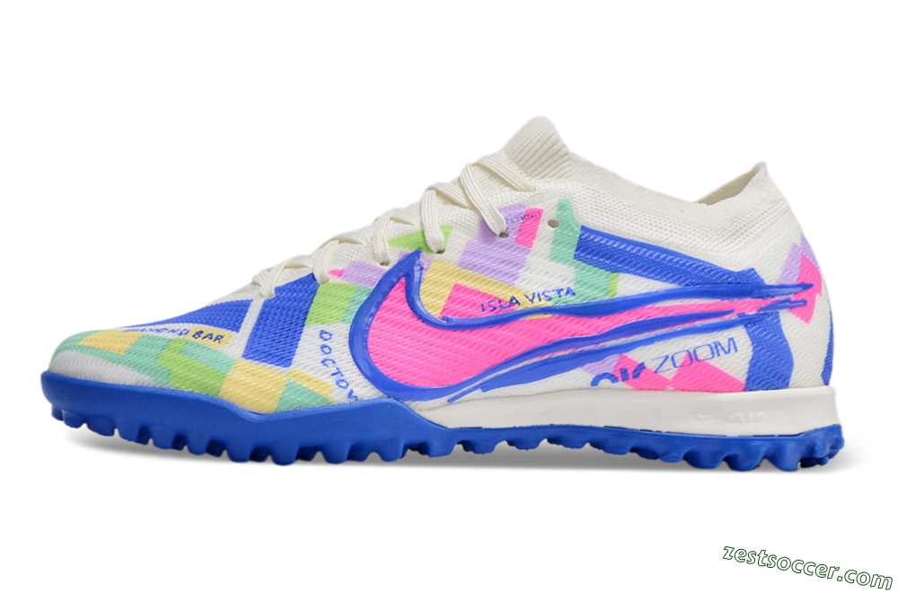 Nike Air Zoom Mercurial Vapor 15 Elite TF Low-Tops Soccer Shoes - White/Rainbow 2