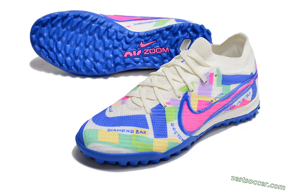 Nike Air Zoom Mercurial Vapor 15 Elite TF Low-Tops Soccer Shoes - White/Rainbow 3