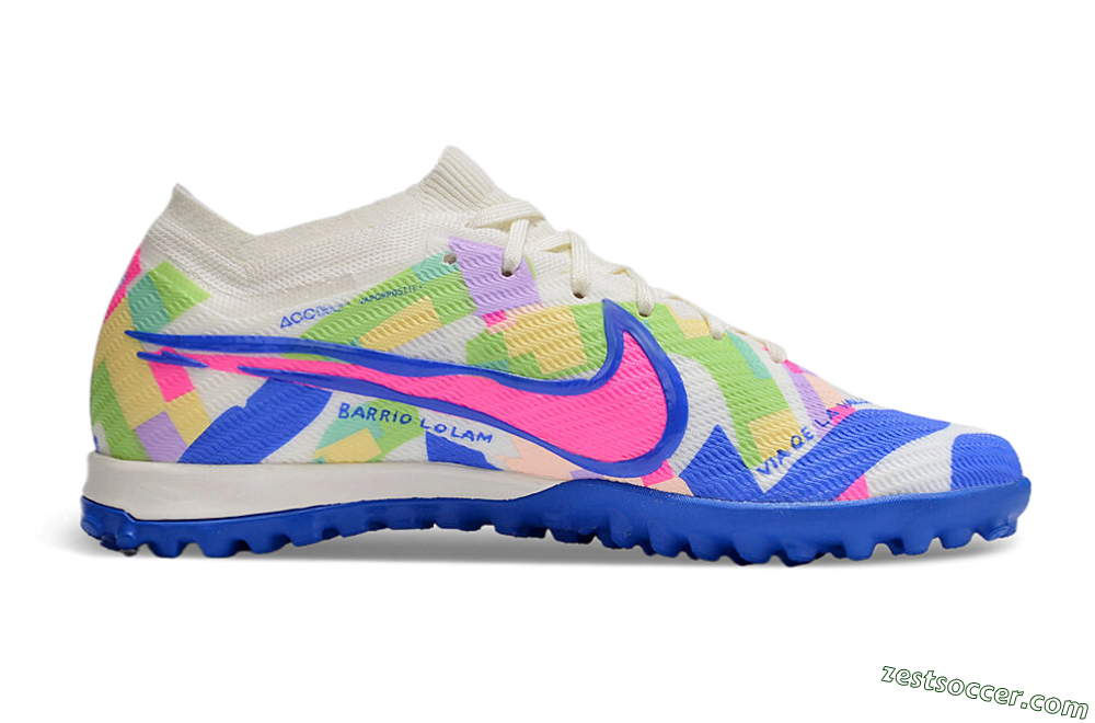 Nike Air Zoom Mercurial Vapor 15 Elite TF Low-Tops Soccer Shoes - White/Rainbow 5