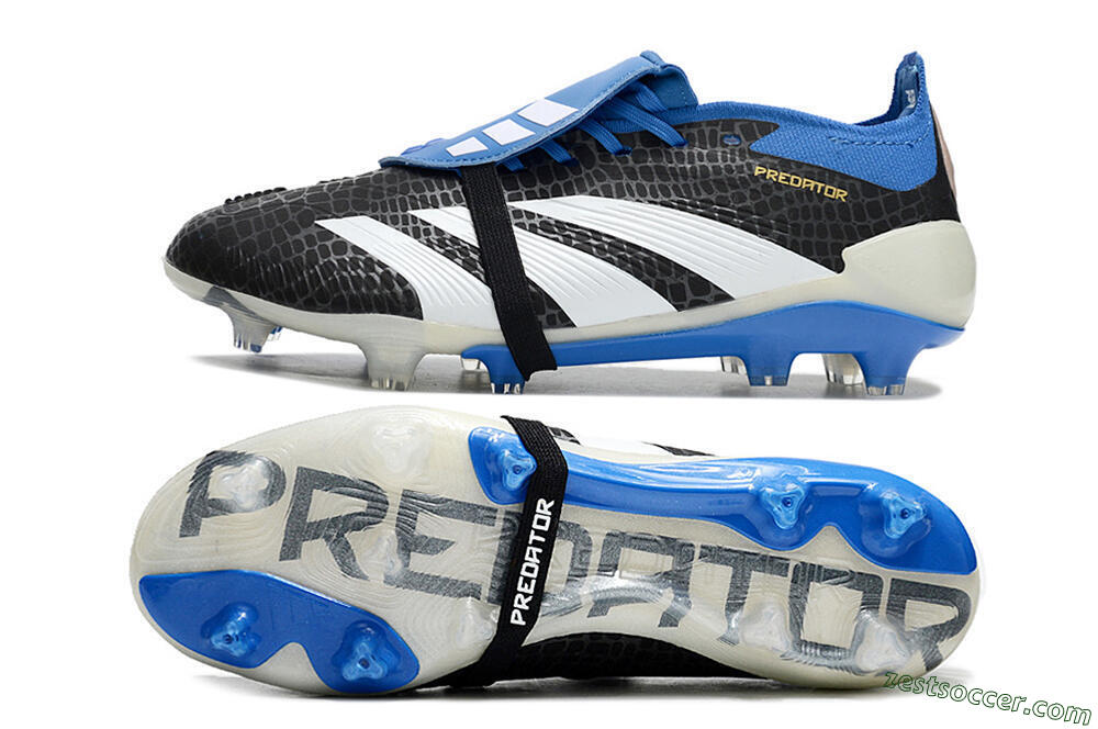 Adidas Predator Elite Foldover Tongue FG Low-Tops Soccer Cleats - Black/White/Blue 1