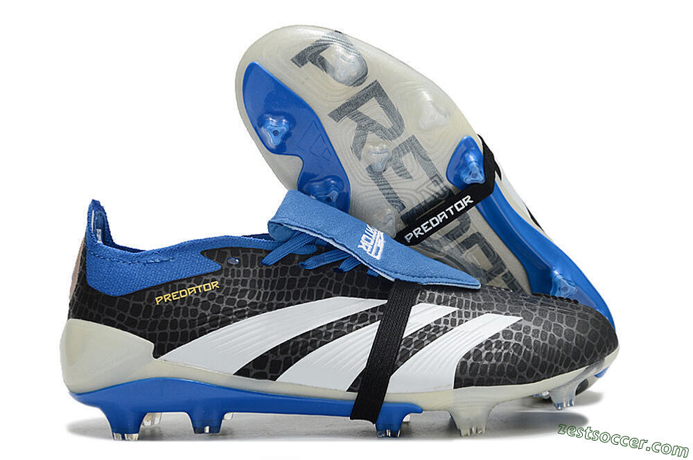 Adidas Predator Elite Foldover Tongue FG Low-Tops Soccer Cleats - Black/White/Blue 0