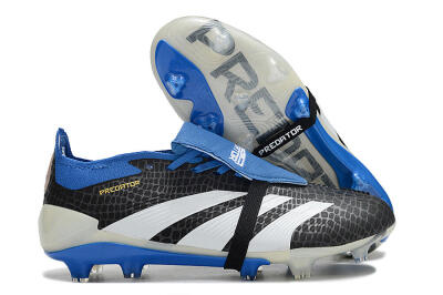 Adidas Predator Elite Foldover Tongue FG Low-Tops Soccer Cleats - Black/White/Blue