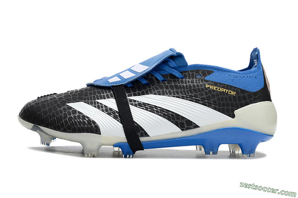 Adidas Predator Elite Foldover Tongue FG Low-Tops Soccer Cleats - Black/White/Blue 2