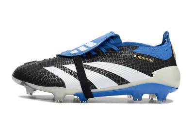 Adidas Predator Elite Foldover Tongue FG Low-Tops Soccer Cleats - Black/White/Blue