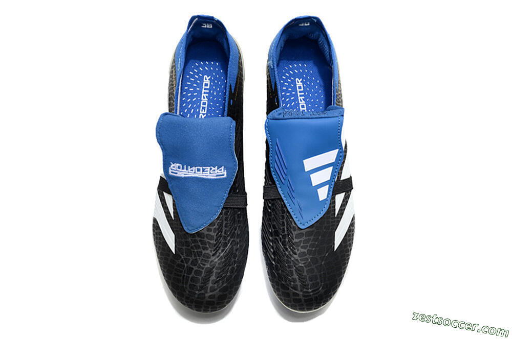 Adidas Predator Elite Foldover Tongue FG Low-Tops Soccer Cleats - Black/White/Blue 4