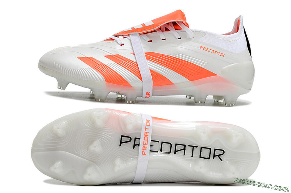 Adidas Predator Elite Foldover Tongue FG Low-Tops Soccer Cleats - Beige/White/Red 1