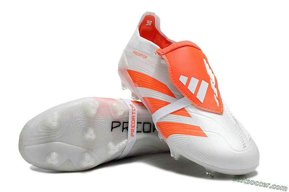 Adidas Predator Elite Foldover Tongue FG Low-Tops Soccer Cleats - Beige/White/Red 3